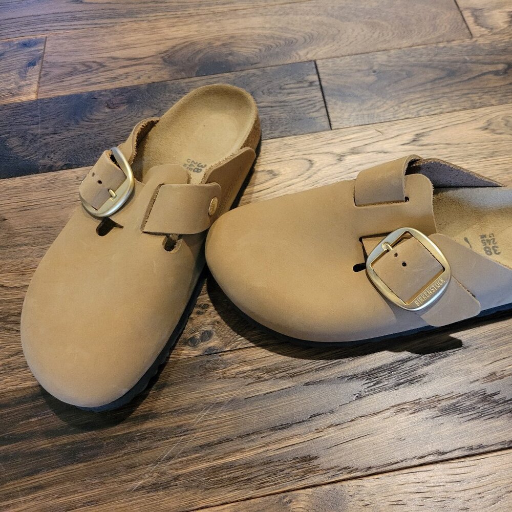 Birkenstock Boston Big Buckle Nubuck Leather Clog 38